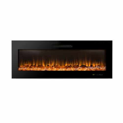 50"L Recessed Wall Mounted Electric Fireplace, With 9 Color Flames Perspective: front