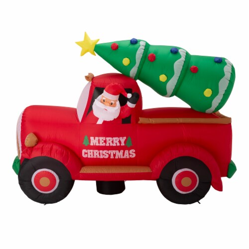 Glitzhome Santa Claus On Pick Up Truck Inflatable Christmas Decor 7 Ft Food 4 Less