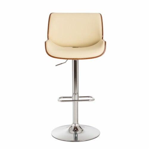 Glitzhome Adjustable Height Swivel Bar Stool - Cream Perspective: front