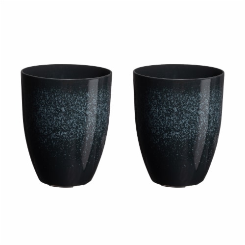 Glitzhome Oversized Faux Ceramic Tall Bowl Plastic Pot Planter - Black Perspective: front