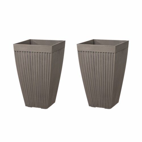 Glitzhome Faux Concrete Square Pot Planter Perspective: front