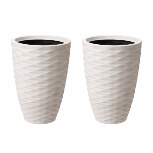 Glitzhome Faux Porcelain Round Planter Perspective: front