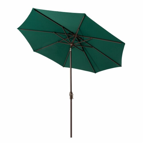 Glitzhome Aluminium Self Tilt Market Patio Umbrella - Dark Green Perspective: front