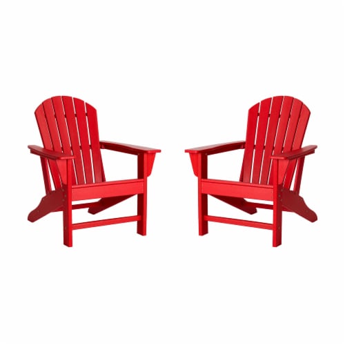 Glitzhome Adirondack Chair - Red Perspective: front