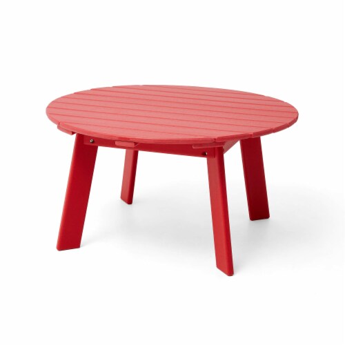 Glitzhome 36 Inch Width Adirondack Patio Round Coffee Table HDPE Weather Resistant Red 36 Inch Width Table Gerbes Super Markets