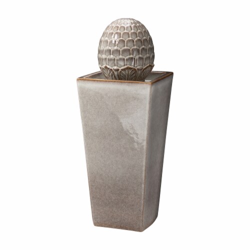 Glitzhome Ceramic Sphere Pedastal Outdoor Fountain - Ivory Perspective: front