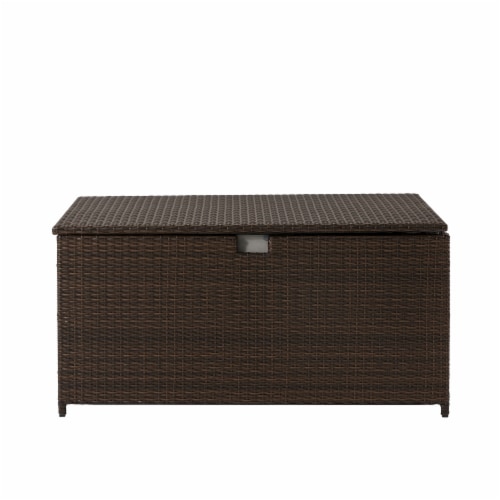 Glitzhome Outdoor Patio Garden Wicker Storage Deck Box - Brown Perspective: front
