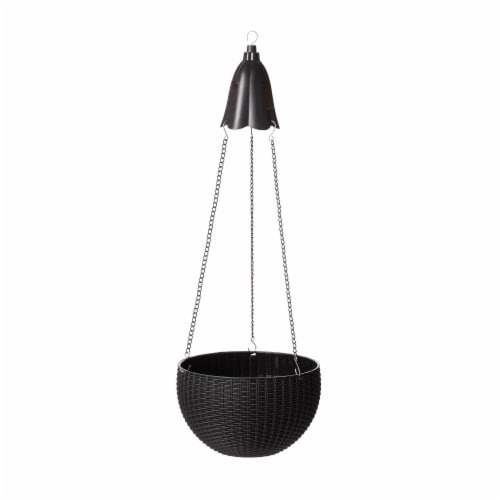 Glitzhome Plastic Hanging Planter - Black Perspective: front