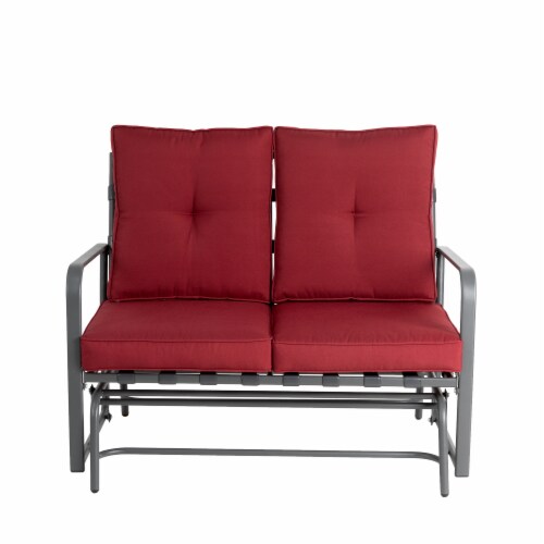 Glitzhome Outdoor Garden Patio Loveseat - Red Perspective: front