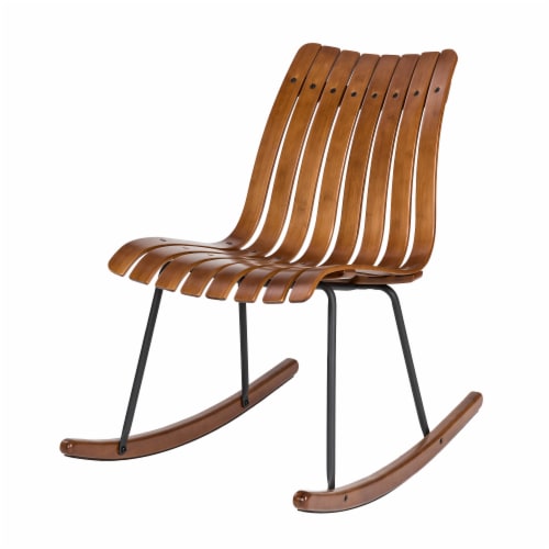 Glitzhome Contoured Natural Bamboo Rocking Chair Perspective: front