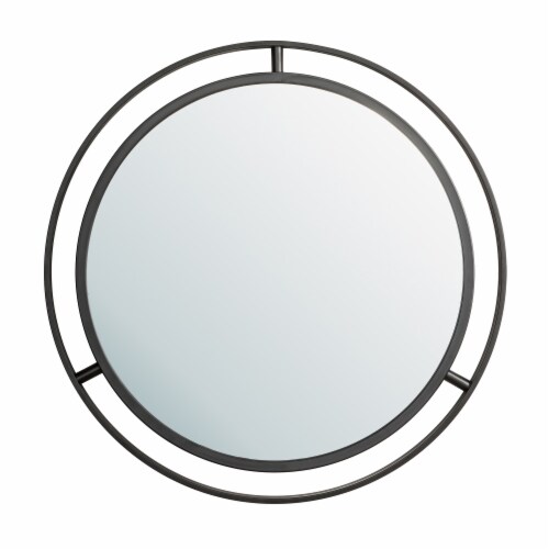 Glitzhome Deluxe Metal Round Wall Mirror - Black Perspective: front