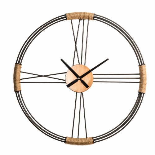 Glitzhome Oversized Modern Farmhouse Round Wall Clock Perspective: front