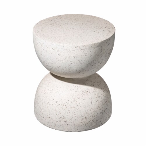 Glitzhome Multi-Functional Fauz Terrazoo Garden Stool and Plant Stand Perspective: front