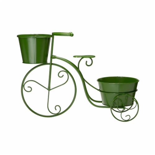 Glitzhome Metal Bicycle Pot Standd - Green Perspective: front