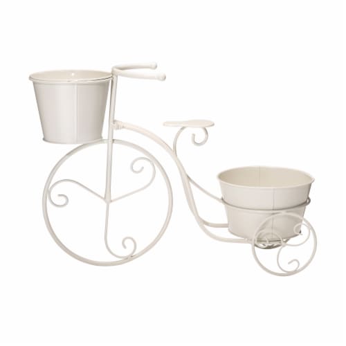Glitzhome Metal Bicycle Plant Stand - White Perspective: front