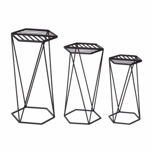 Glitzhome Set of Three Metal Plant Stand or Side Table Modern