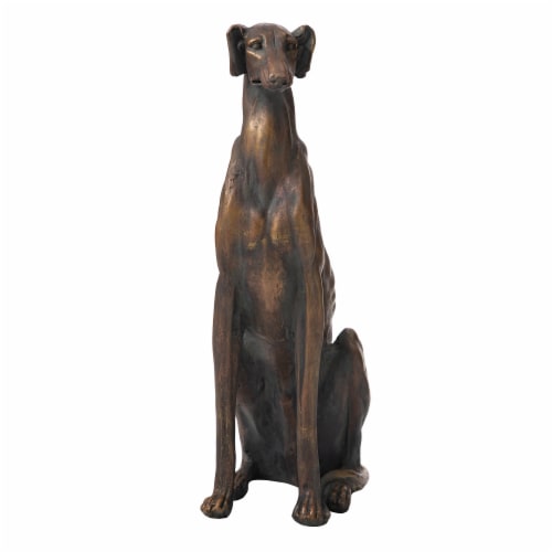 Glitzhome 30.25 Inch H MGO Sitting Greyhound Dog Statue-Left Perspective: front