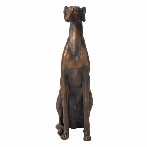 Glitzhome 30.25 Inch H MGO Sitting Greyhound Dog Statue-Right Perspective: front