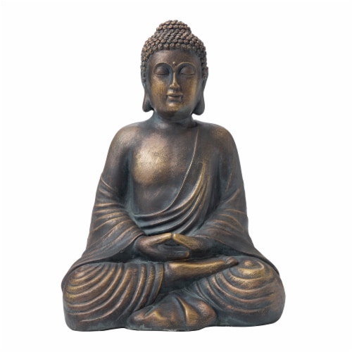 Glitzhome Meditating Buddha Garden Statue Perspective: front