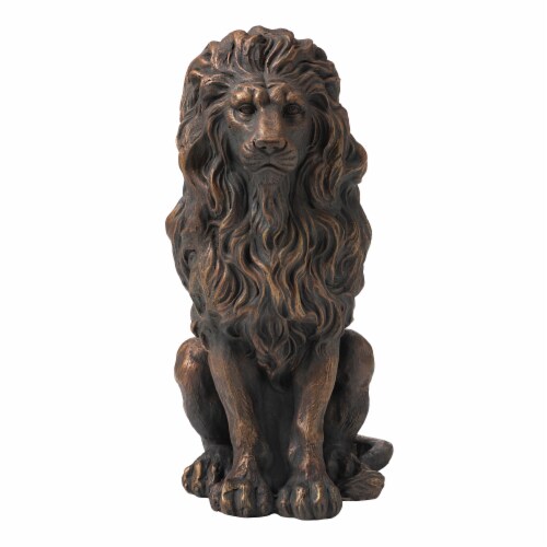Glitzhome Guardian Sitting Lion Garden Statue Perspective: front