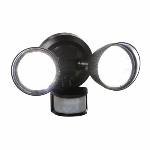 Glitzhome 8.25 Inch Solar Lights Dual-Head LED Motion Senser Waterproof Security Flood Light Perspective: front
