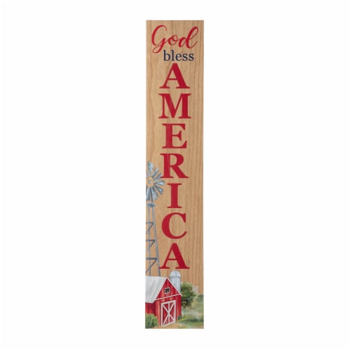 Glitzhome Patriotic Wooden Porch Sign Standing/Hanging Decor Perspective: front