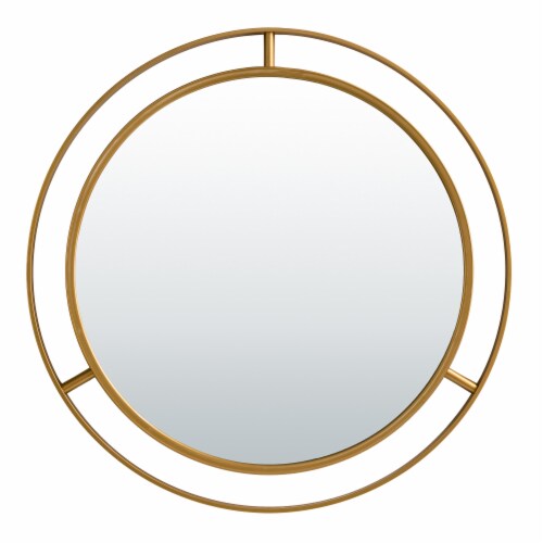 Glitzhome Oversized Glam Metal Round Wall Mirror - Gold Perspective: front
