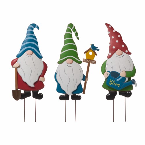Glitzhome Metal Gnome Yard Decor - 3 Pack Perspective: front