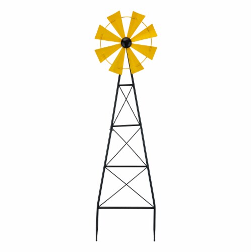 Glitzhome Metal Wind Spinner Yard Steak Spring Decor - Yellow Perspective: front