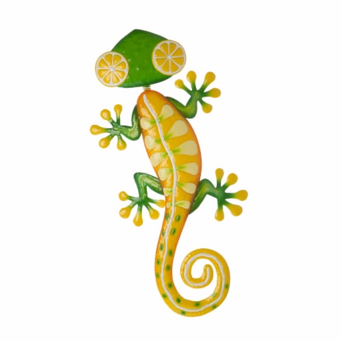 Glitzhome Metal Lemon Gecko Wall Decoration - Multi Perspective: front