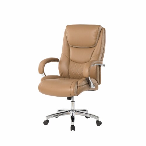 Glitzhome Leather Adjustable Height Swivel Chair - Camel Perspective: front
