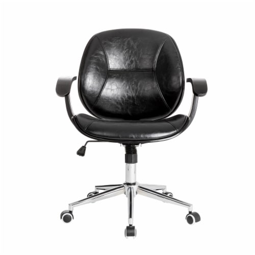 Glitzhome 38 Inch Height Black Leatherette Gaslift Adjustable Swivel Office Chair Set of One QFC