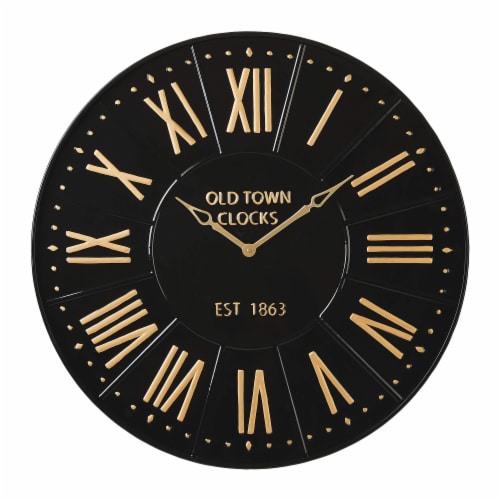 Glitzhome Large Numerals Black/Gold Modern Farmhouse Metal Enamel Wall