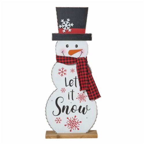 Glitzhome Lighted Snowman Wooden Porch Decor Perspective: front