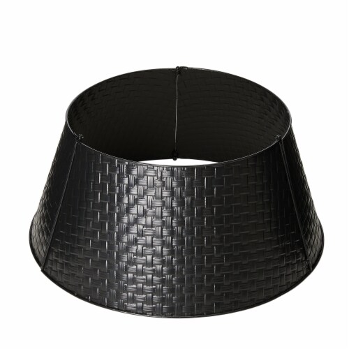Glitzhome 26 Inch Diameter Black Metal Weave Tree Collar Perspective: front