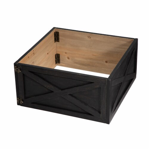 Glitzhome 22 Inch Length X 22 W Washed Black Wooden Tree Collar Perspective: front