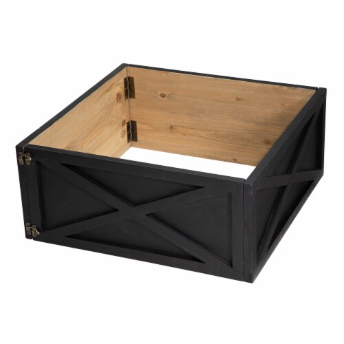 Glitzhome 26 Inch Length X 26 W Washed Black Wooden Tree Collar Perspective: front