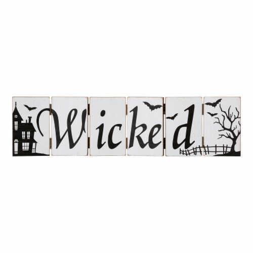 Glitzhome 19.25 Inch Length Halloween Wooden Hinged Table Sign Perspective: front