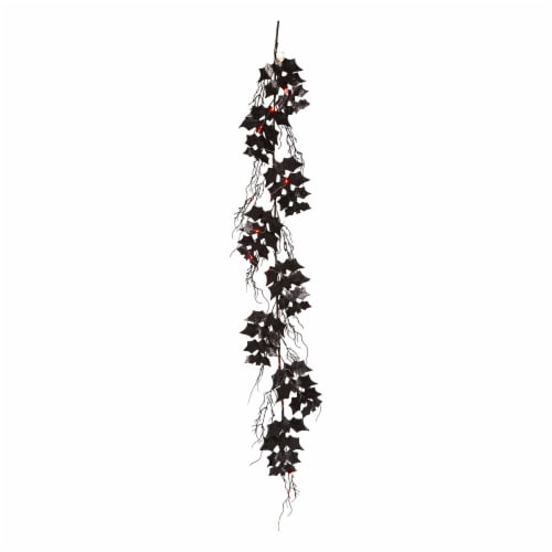 Glitzhome 6 Feet Length Lighted Halloween Bat Garland Perspective: front