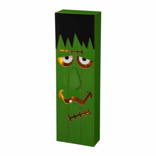 Glitzhome Lighted Wooden Frankenstein Porch Decor Perspective: front