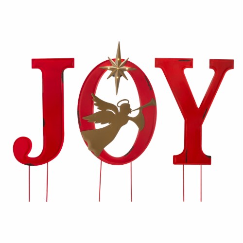 Glitzhome Metal JOY Angel Yard Stake Perspective: front
