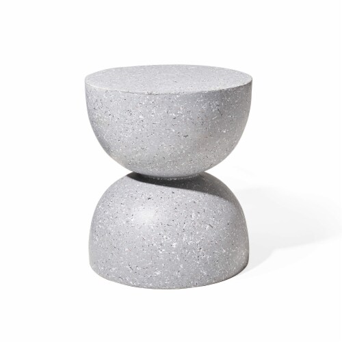 Glitzhome Modern Design Side Table Faux Terrazzo End Tables 17.75 Inch Height Perspective: front