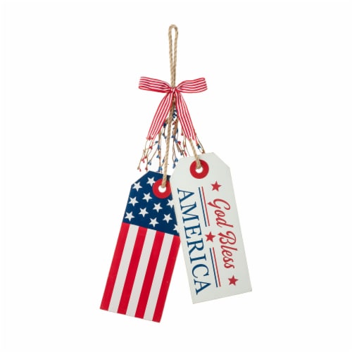 Glitzhome 19.5 H Wooden Patriotic/Americana Doorknob Hanging Decor Perspective: front