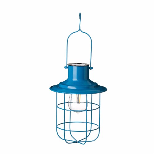 Glitzhome 9.75 Inch Solar-Powered Metal Hanging Light, Edison Bulb for Porch & Umbrella Perspective: front