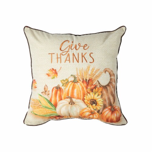 Glitzhome 18 x 18 Inch Thanksgiving Embroidered Pillow Set of One