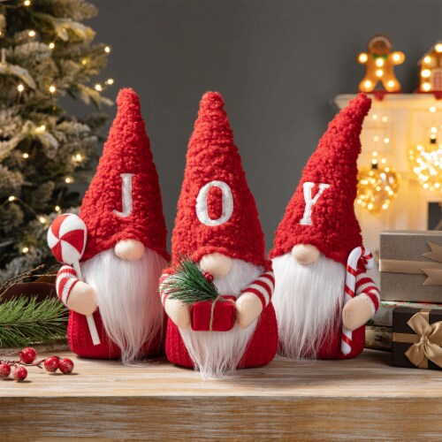 Glitzhome Set of Three Fabric JOY Christmas Gnome Decor, Set of Three -  King Soopers