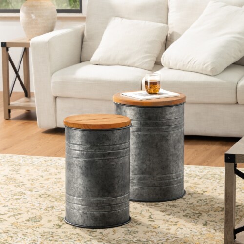 Galvanized end table discount