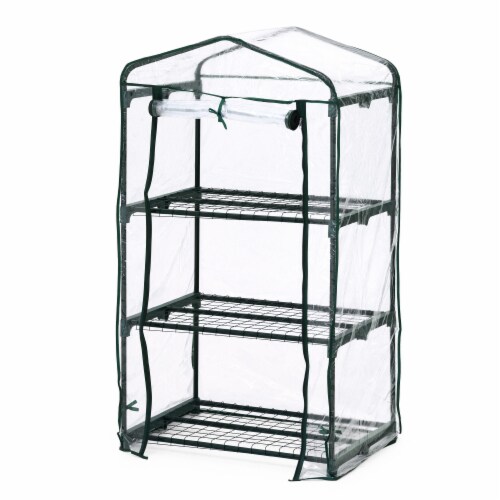 Glitzhome 49.25 Inch Tall Portable PVC Greenhouse, 3 Tier Perspective: front
