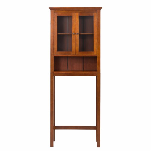Glitzhome Drop Door Bathroom Spacesaver - Mahogany Brown Perspective: front