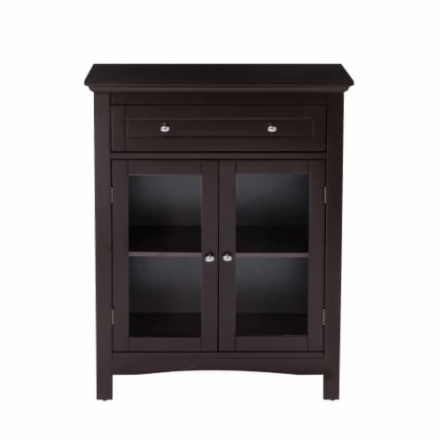 Glitzhome 26 * 32 Inch Wooden Floor Storage Cabinet with Double Doors, Espresso Perspective: front